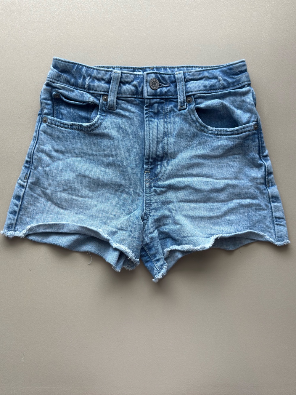 Gap Girls High Rise Light Wash Denim Cutoff Shorts Raw Hem Size 10
